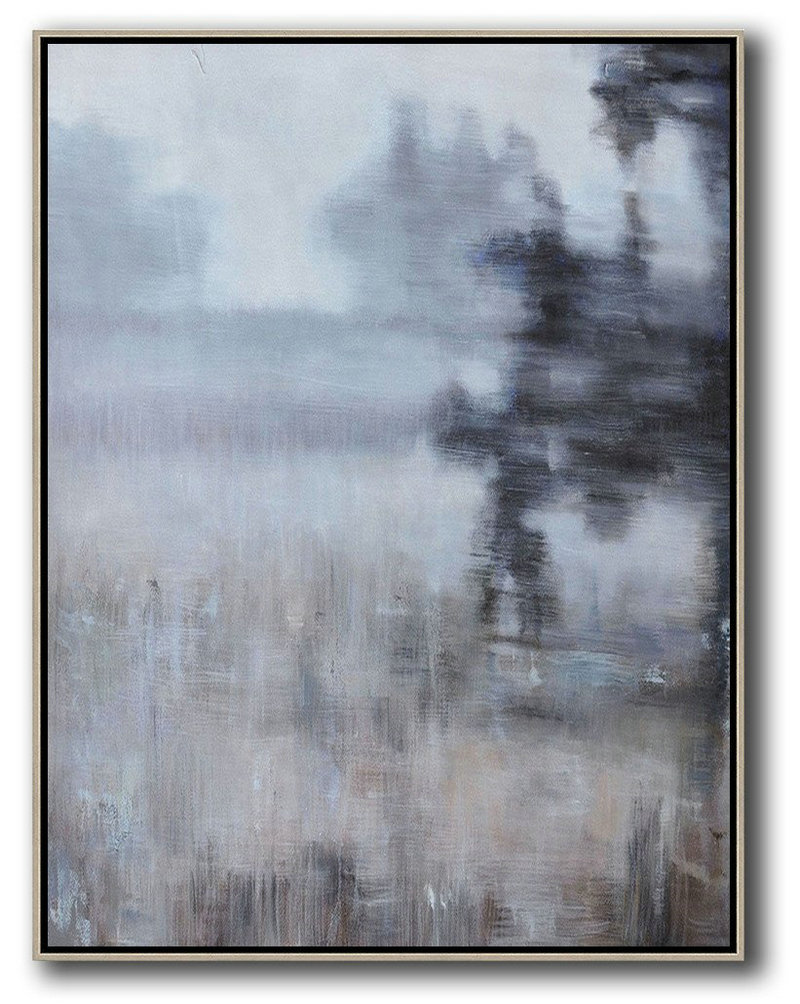 Extra Large Acrylic Painting On Canvas,Abstract Landscape Painting,Original Art,White,Grey,Brown,Black